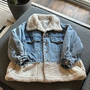 Denim and Cream Sherpa Kids Jacket